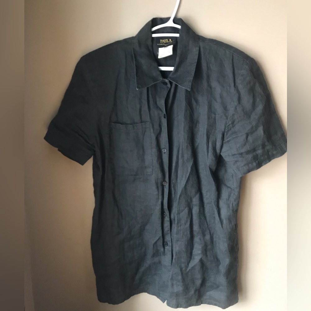 100% Linen Charcoal Top, Medium